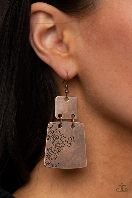 Paparazzi - Tagging Along - Copper Earrings #0680