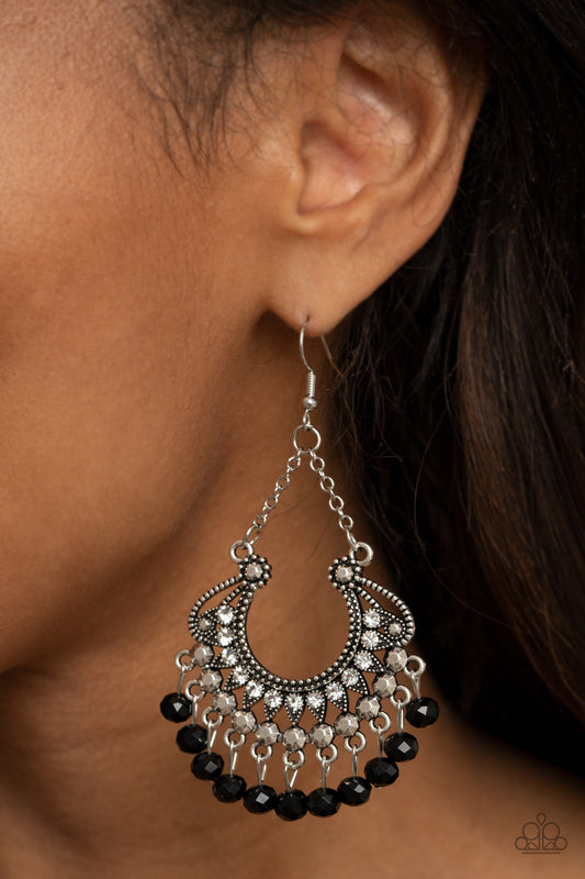 Paparazzi - GLOW Down In Flames - Black Earrings #0928