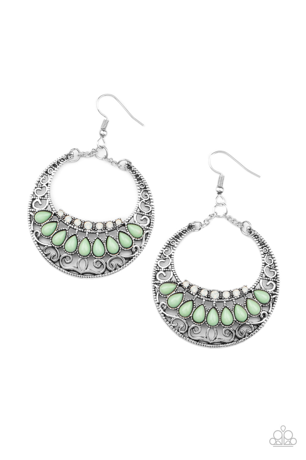 Paparazzi Accessories - Crescent Couture - Green Earrings #0659