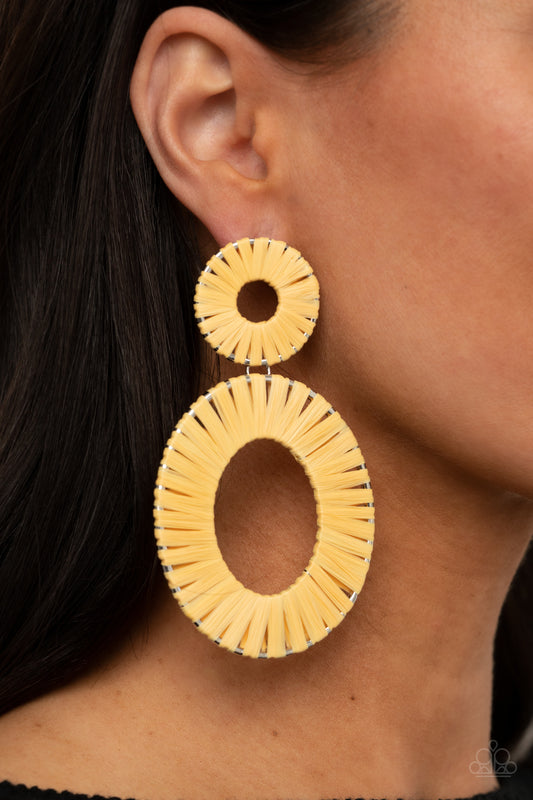 Paparazzi - Foxy Flamenco - Yellow Earrings #0846