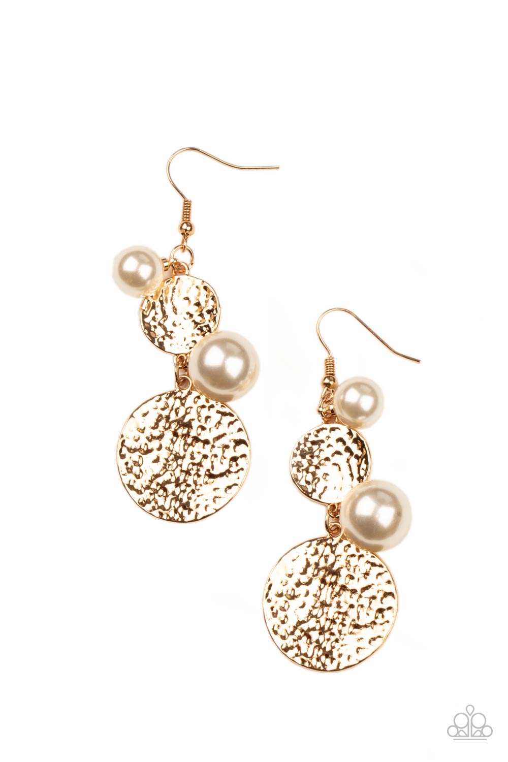 Paparazzi - Pearl Dive - Gold Earrings #1933