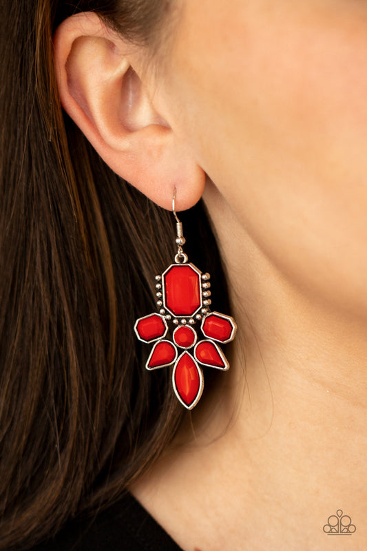 Paparazzi - Vacay Vixen - Red Earrings #0668