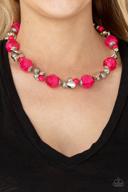Paparazzi - Vidi Vici VACATION - Pink Necklace #0130