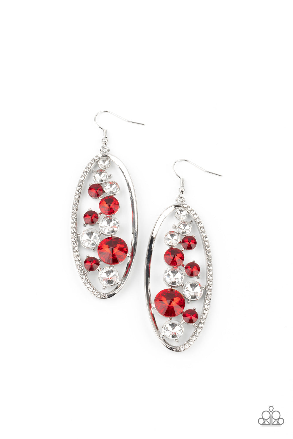 Paparazzi Accessories - Rock Candy Bubbly - Red Earrings #0774