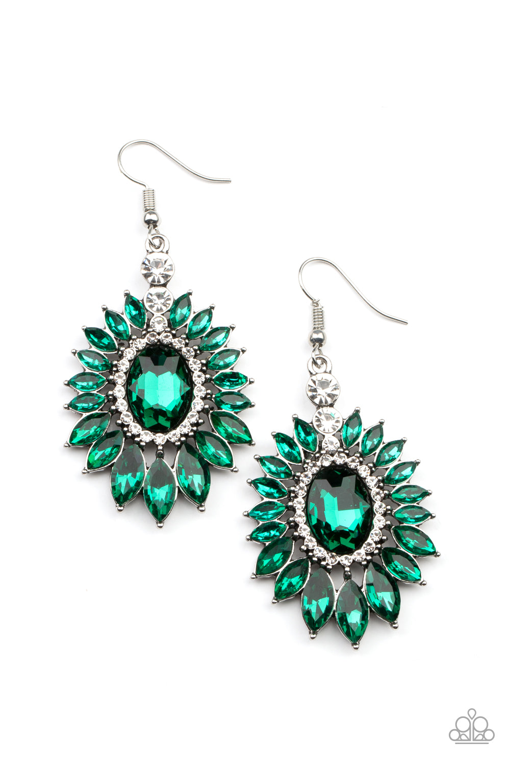 Paparazzi - Big Time Twinkle - Green Earrings #0797