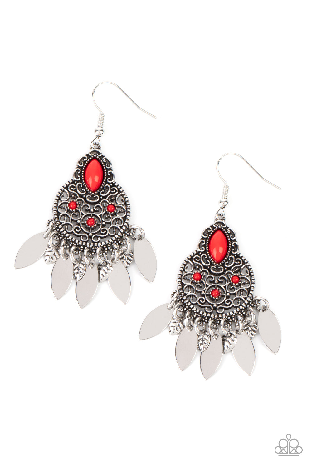 Paparazzi - Galapagos Glamping - Red Earrings #0616