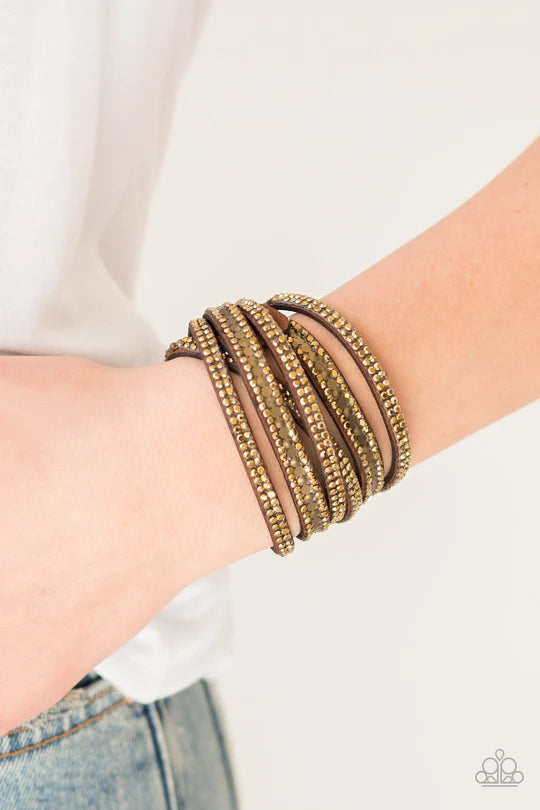 Paparazzi Rock Star Attitude-Brass Wrap Bracelets #U211