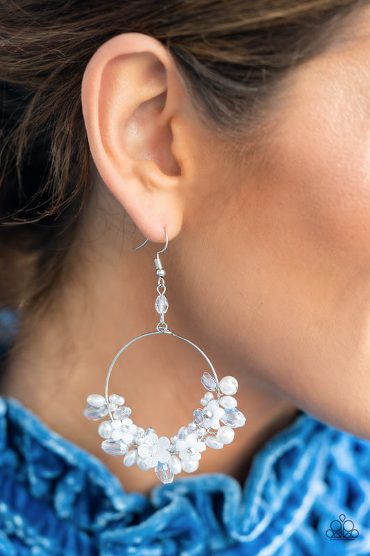 Paparazzi - Floating Gardens - White Earrings #0835