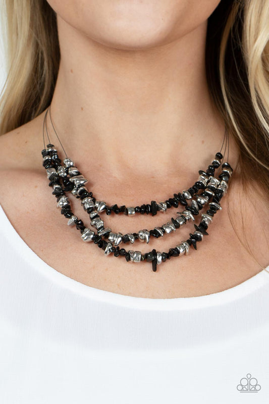 Paparazzi - Placid Pebbles - Black Necklace #1458