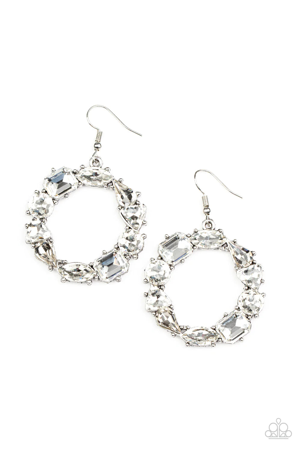 Paparazzi - GLOWING in Circles - White Earring #O/D #49