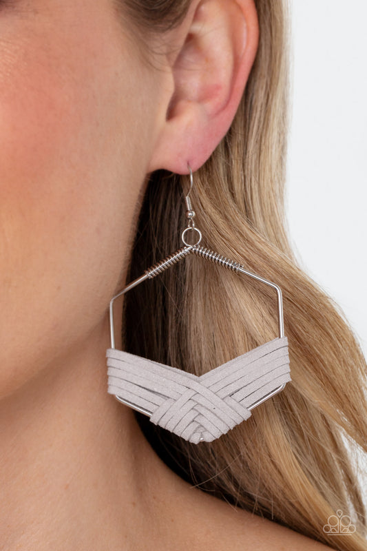 Paparazzi - Suede Solstice - Silver Earrings #0945