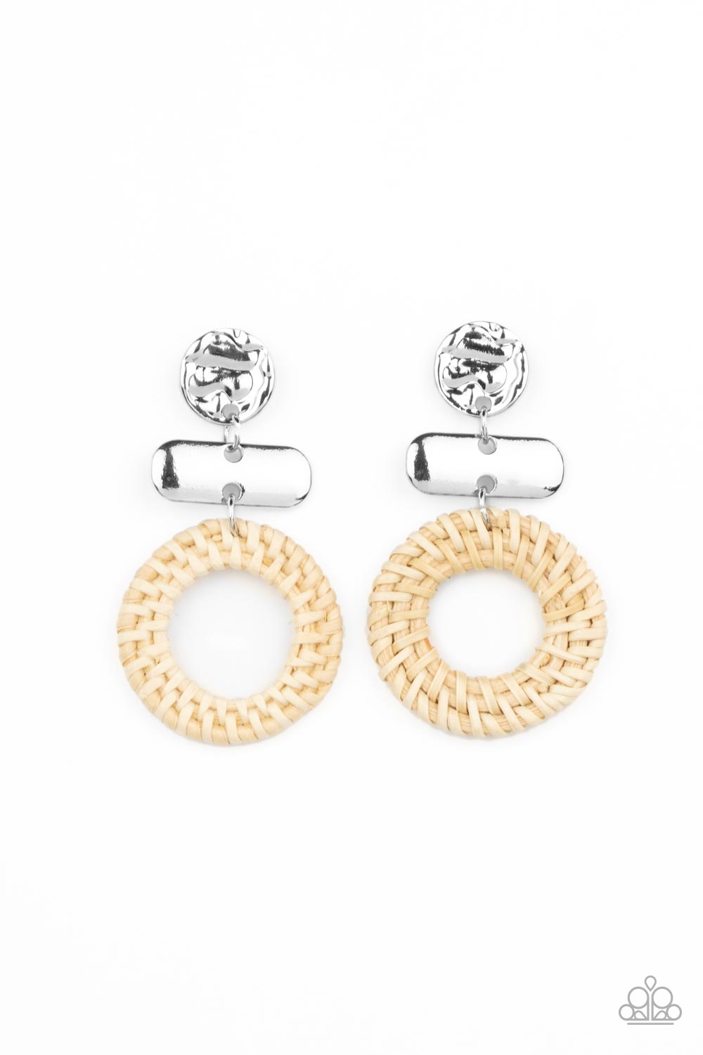 Paparazzi - Woven Whimsicality - White Earrings #0931