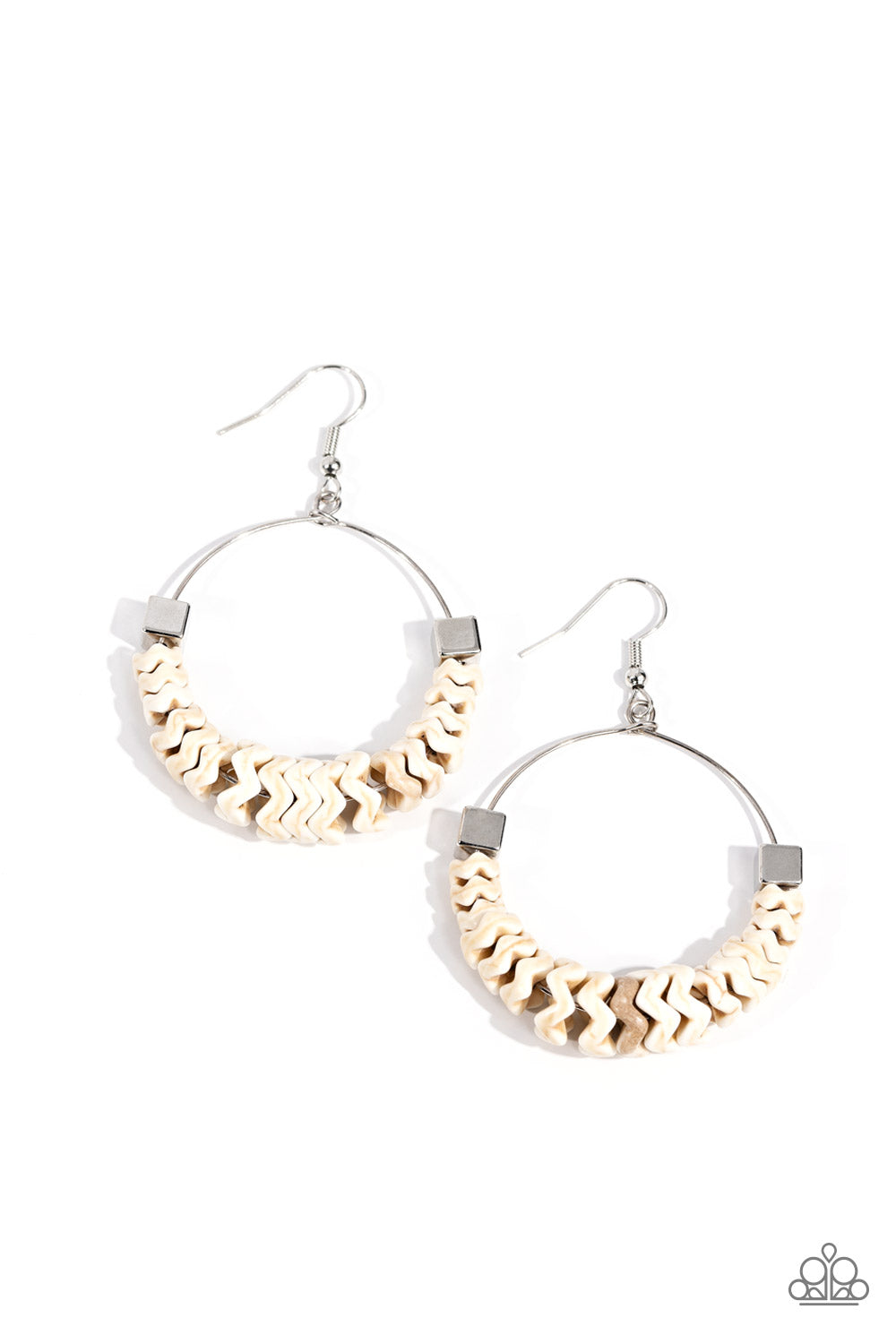 Paparazzi - Capriciously Crimped - White Earrings #2257