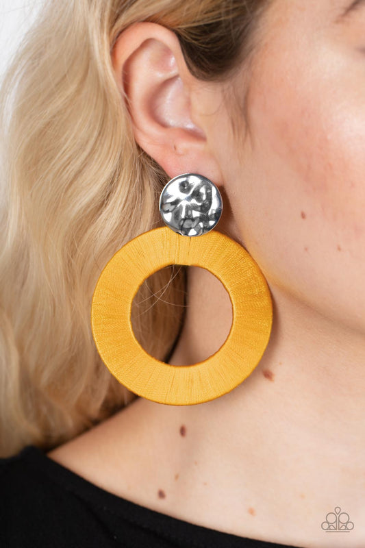 Paparazzi Strategically Sassy - Yellow Earrings #0940