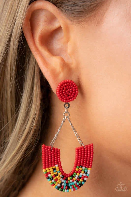 Paparazzi - Make it RAINBOW - Red Earrings #1740