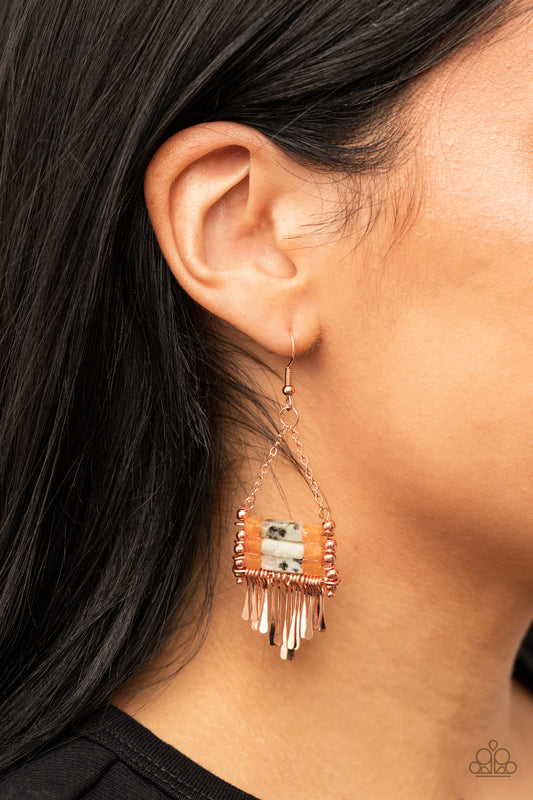 Paparazzi - Riverbed Bounty - Copper Earrings #1759