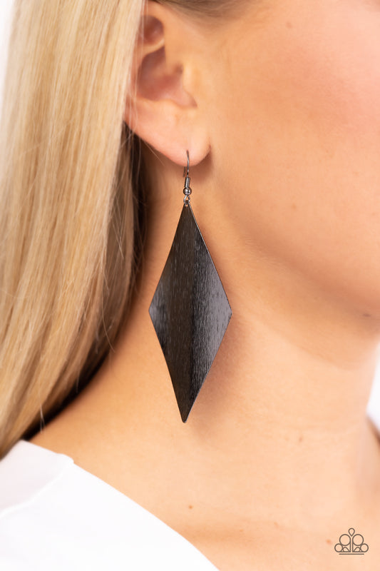 Paparazzi - Retro Rally - Black Earrings #2212