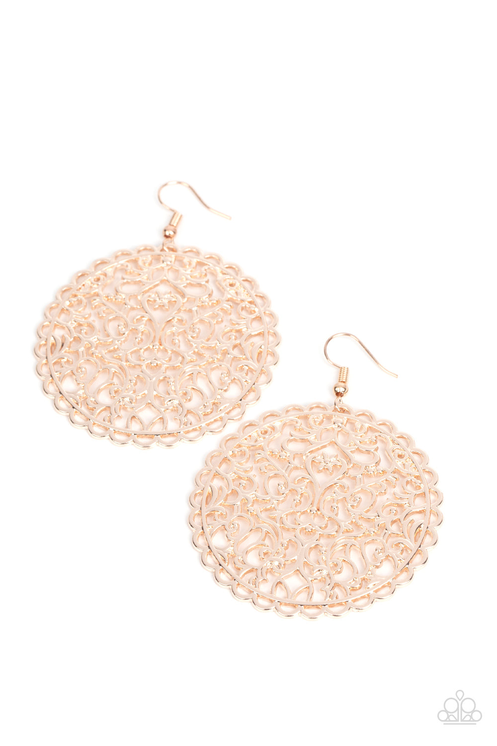 Paparazzi - The Whole Nine VINEYARDS - Rose Gold Earrings #E91