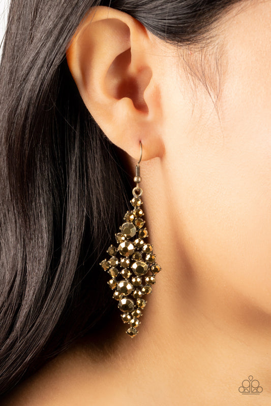 Paparazzi - Celestial Comet - Brass Earrings #2088