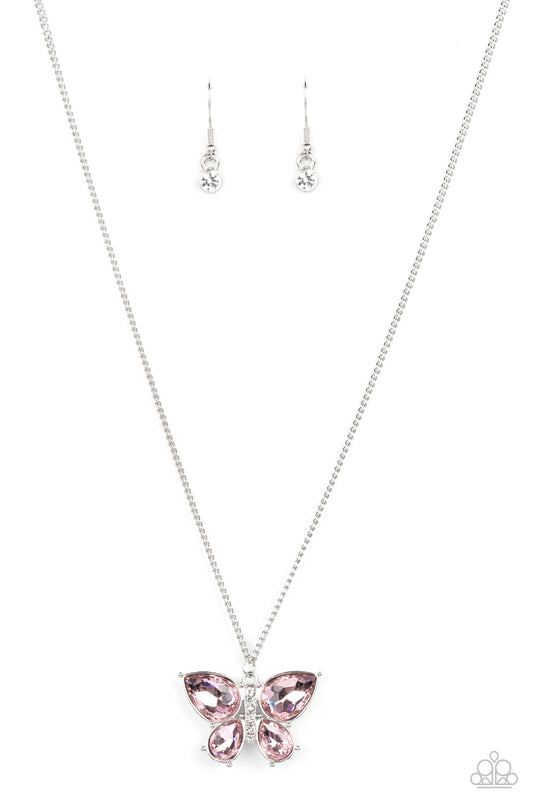 Paparazzi - Free-Flying Flutter - Pink Necklaces #1357