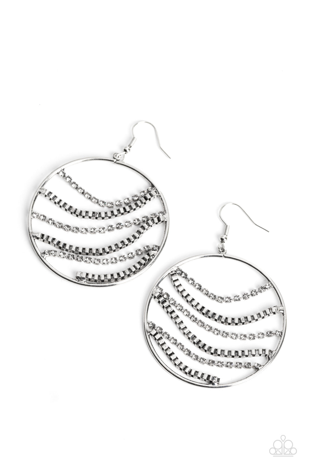 Paparazzi - Fighting Fortune - White Earrings #1294