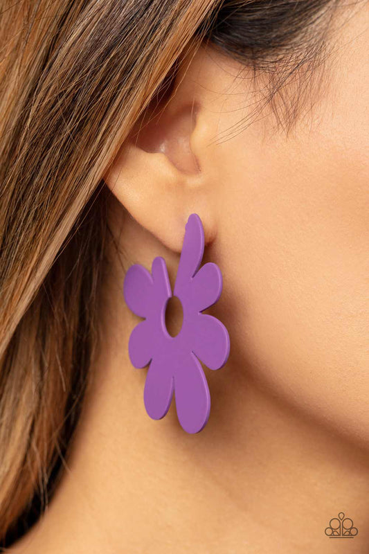 Paparazzi - Flower Power Fantasy - Purple Earrings #2009