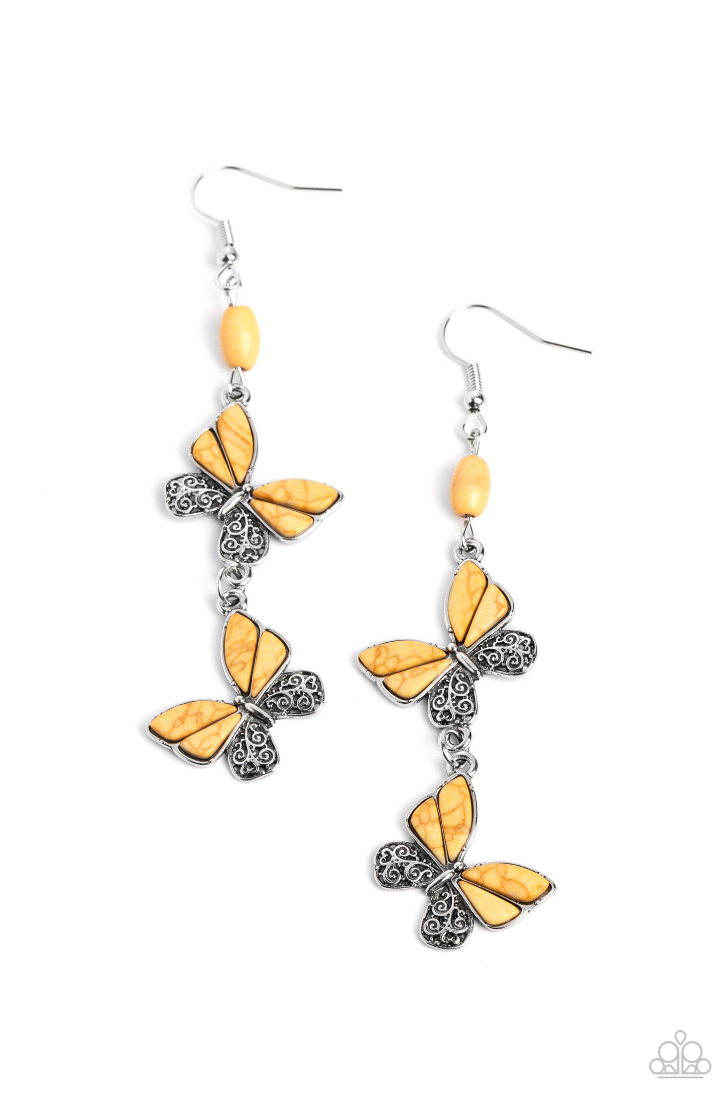 Paparazzi - Spirited Soar - Yellow Earrings #1300