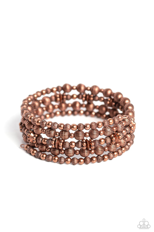 Paparazzi - Striped Stack - Copper Bracelets #1190