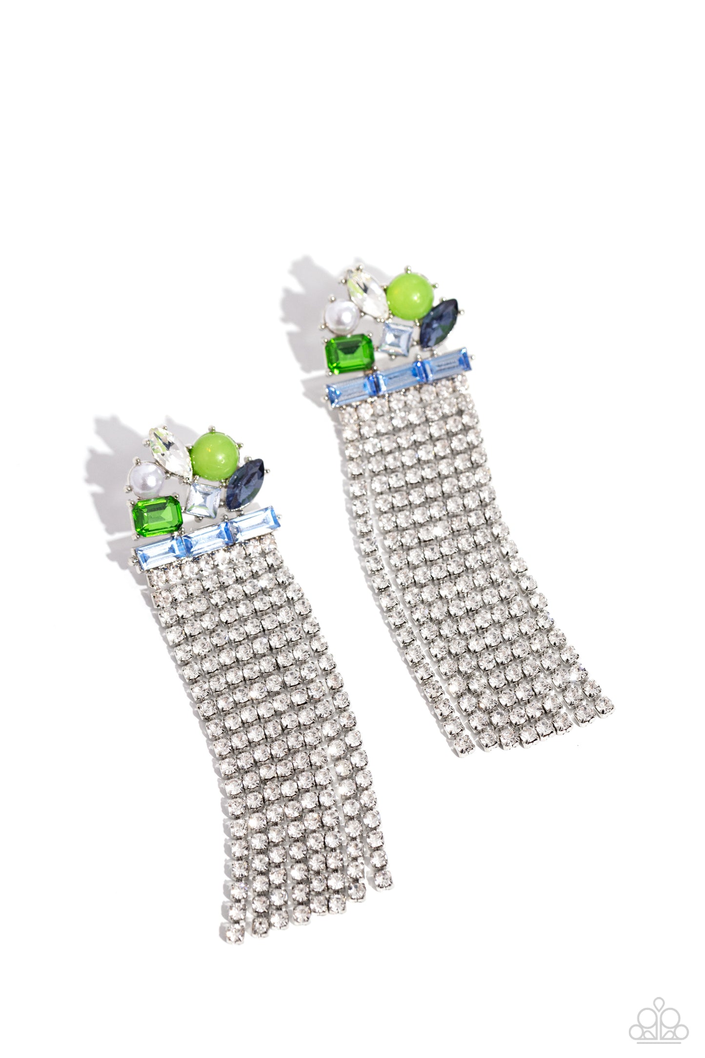 Paparazzi - Horizontal Hallmark - Blue Earrings #2208