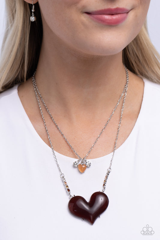 Paparazzi - Heart-Racing Recognition - Brown Necklaces #2337