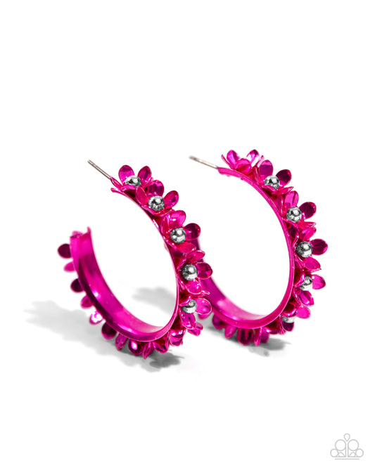 Paparazzi - Fashionable Flower Crown - Pink Earrings #2265