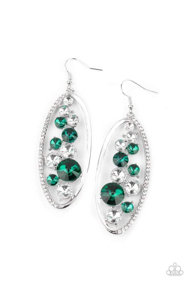 Paparazzi - Rock Candy Bubbly - Green Earrings #0775