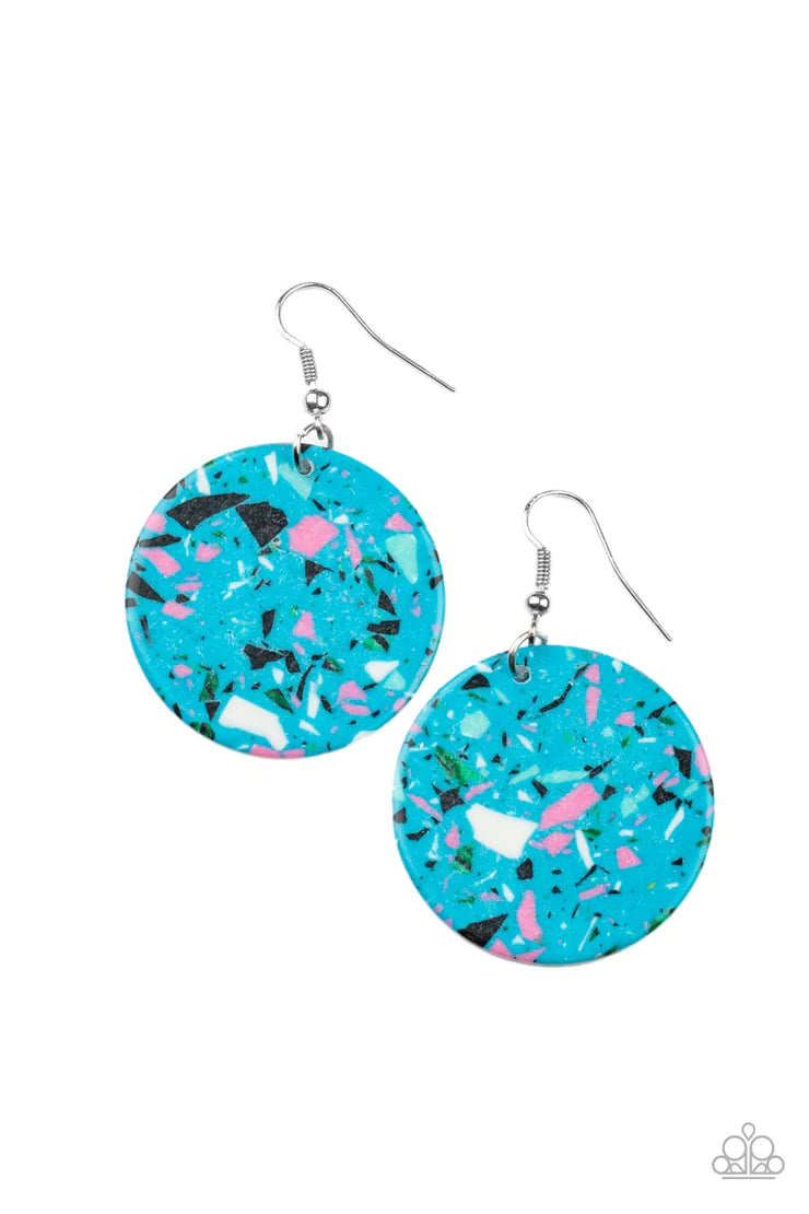 Paparazzi Tenaciously Terrazzo - Blue Earrings #0934