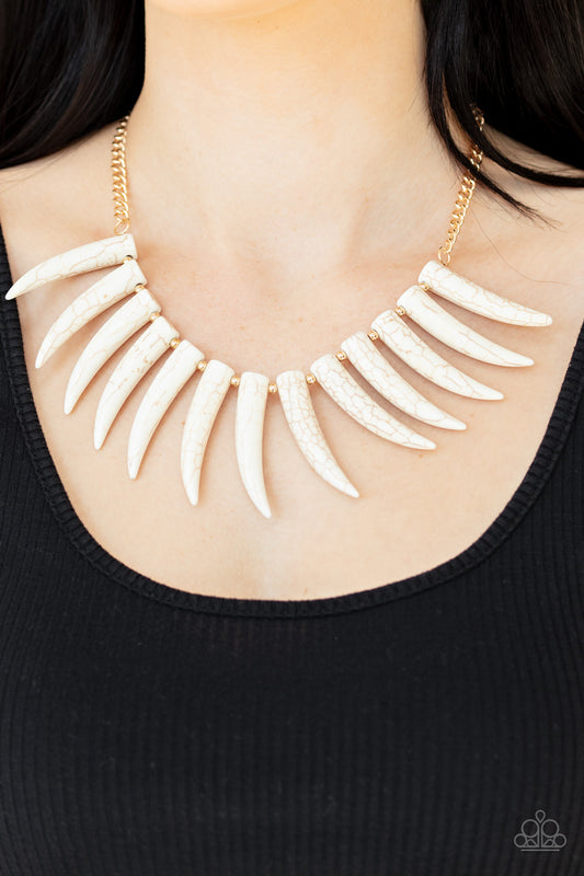Paparazzi -Tusk Tundra - White Necklaces  #0195