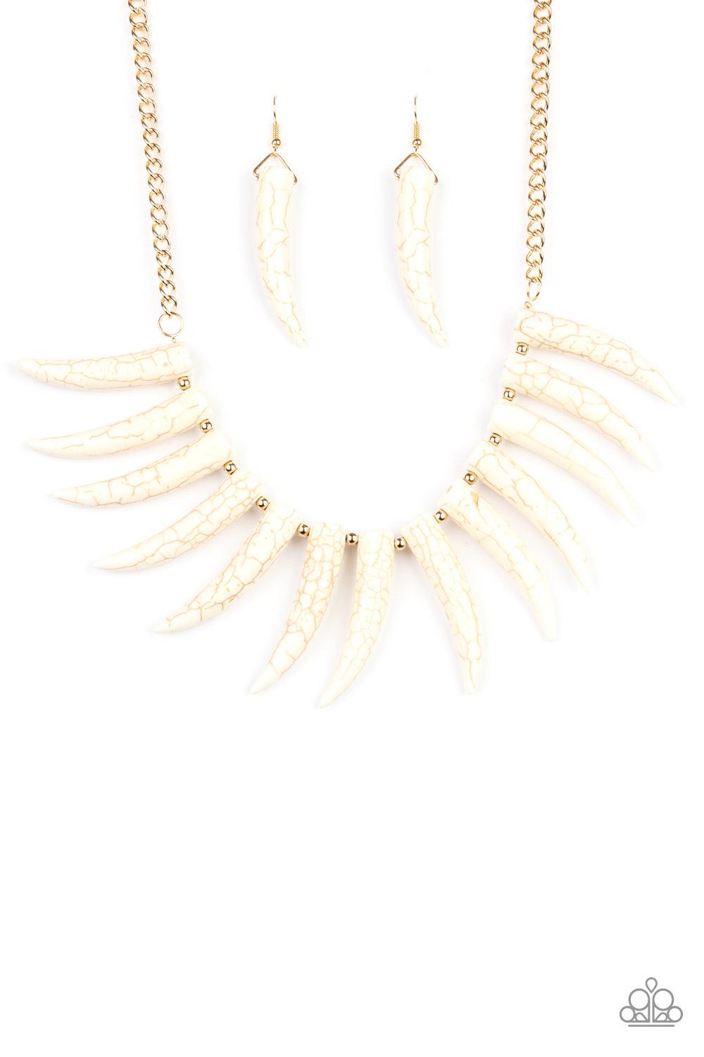 Paparazzi -Tusk Tundra - White Necklaces  #0195