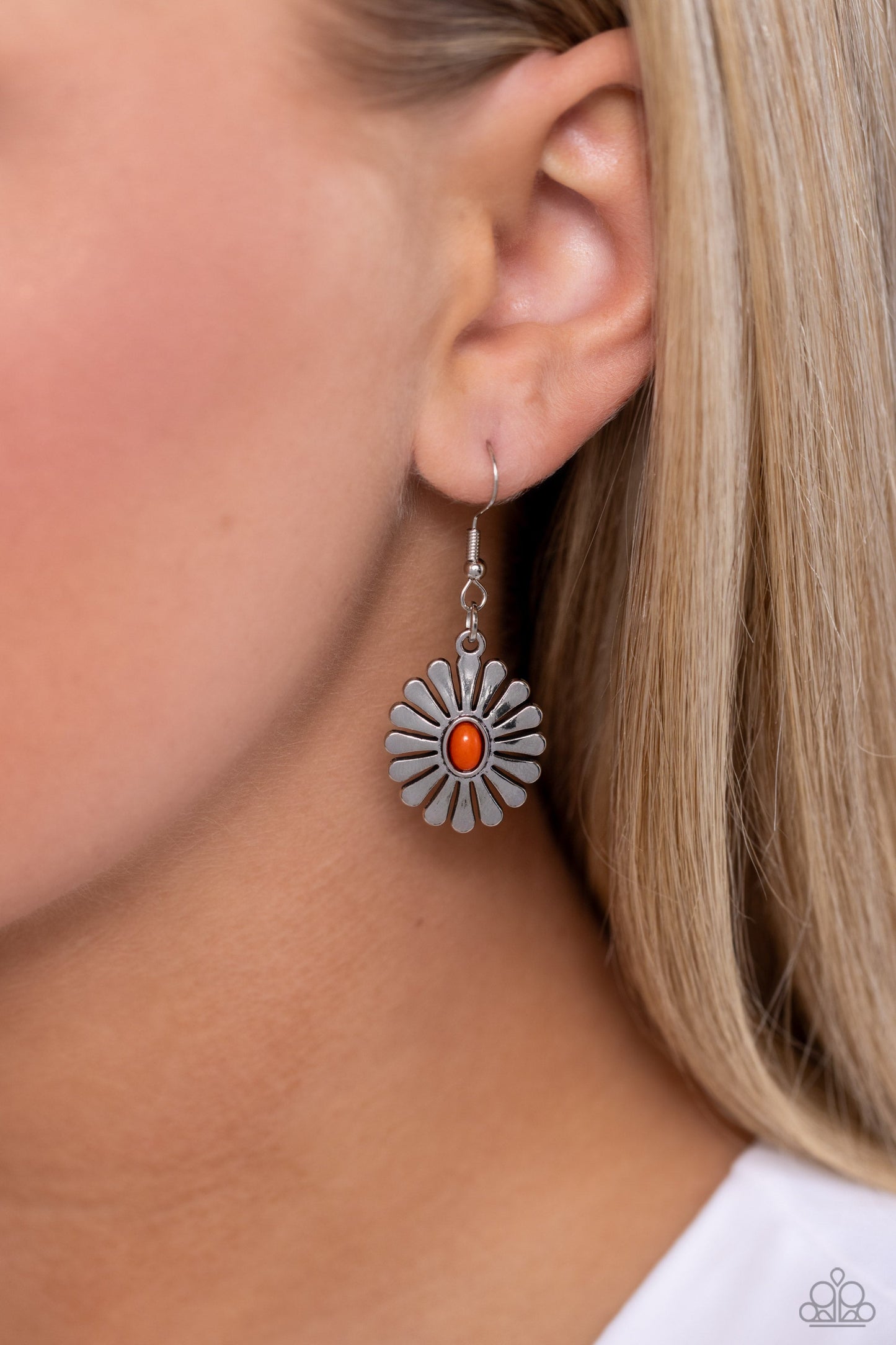 Paparazzi - Delectably Daisy - Orangs Earrings  #1742