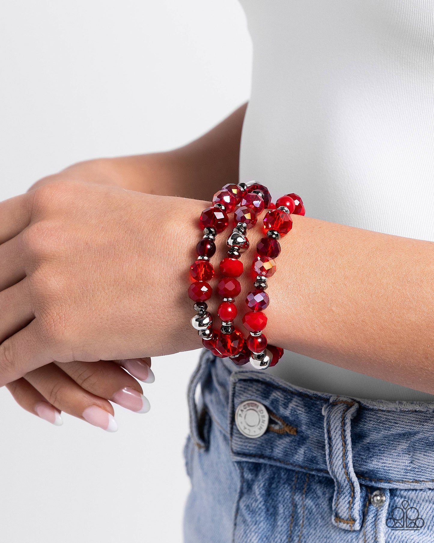 Paparazzi - Stack of GLASS - Red Bracelet #0957