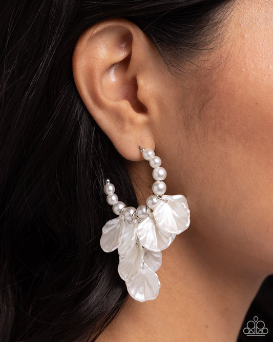 Paparazzi - Frilly Feature - White Earrings  #2271