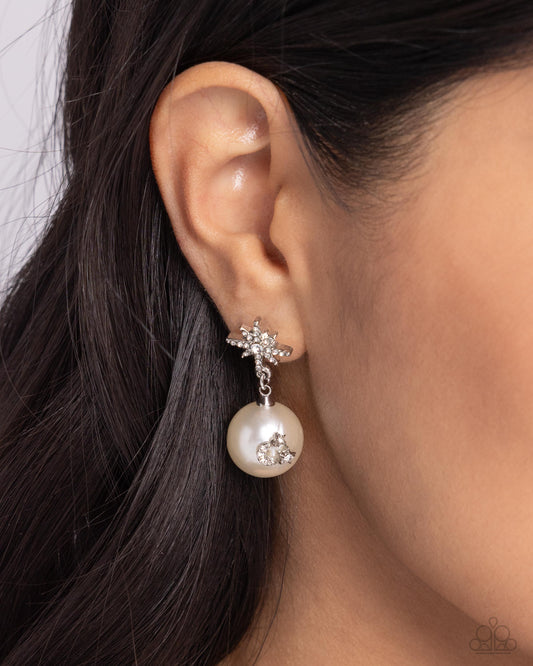 Paparazzi - Cosmic Character - White Earrings #2410