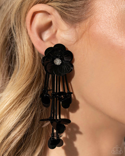 Paparazzi - Floral Future - Black Earrings  #2273