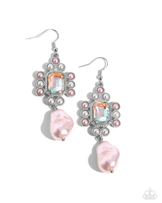 Paparazzi - Raving Review - Pink Earrings #2287