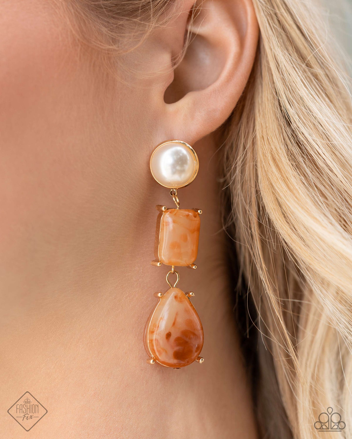 Paparazzi - Marbled Masterpiece - Orange Earrings  #0620