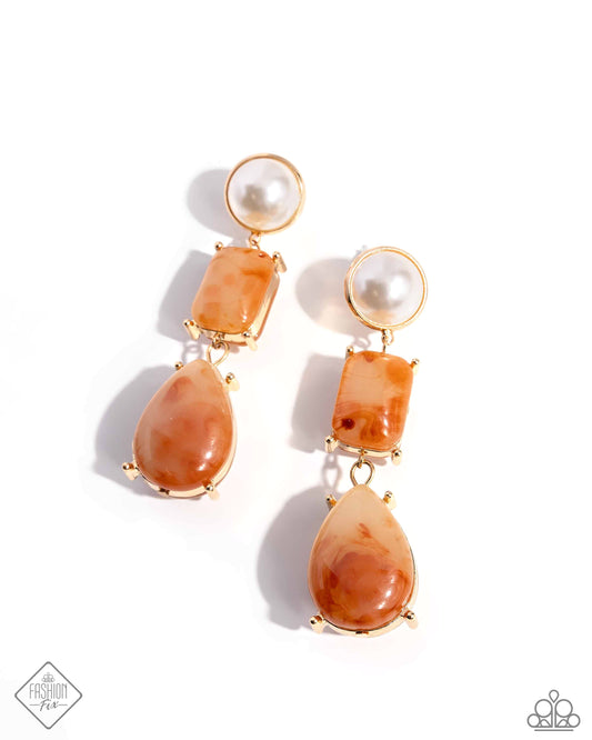 Paparazzi - Marbled Masterpiece - Orange Earrings  #0620