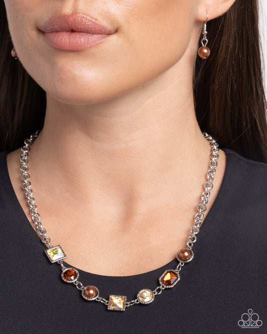 Paparazzi - Bejeweled Bravado - Brown Necklaces #1490