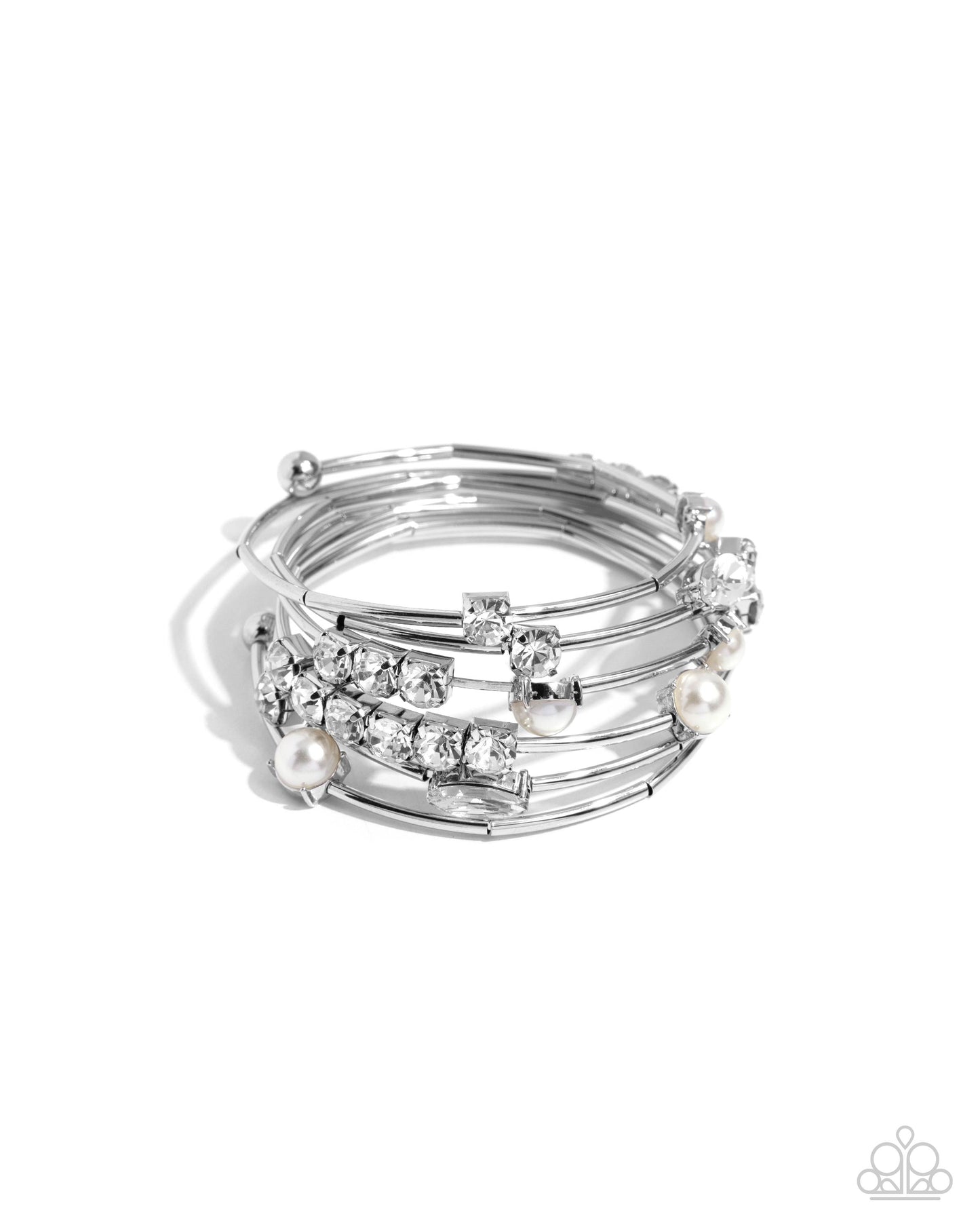 Paparazzi - Showtime Sparkle - White Bracelet #B241