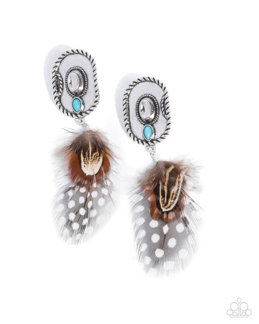 Paparazzi - Feathered Fairy Tale - Brown Earrings  #2430