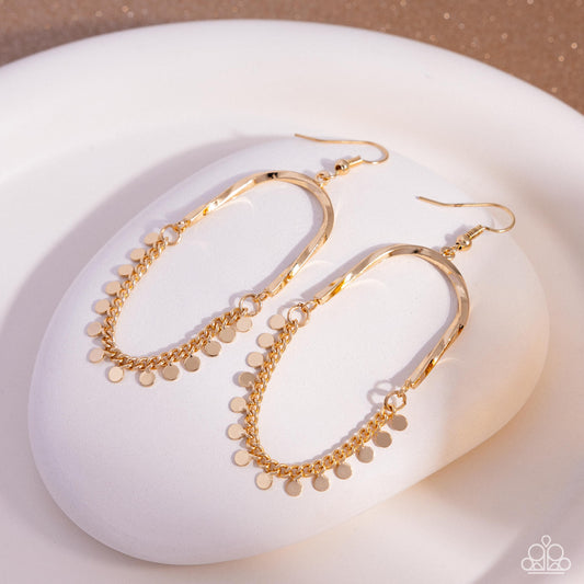 Paparazzi - Forever Fringe - Gold Earrings  #2295