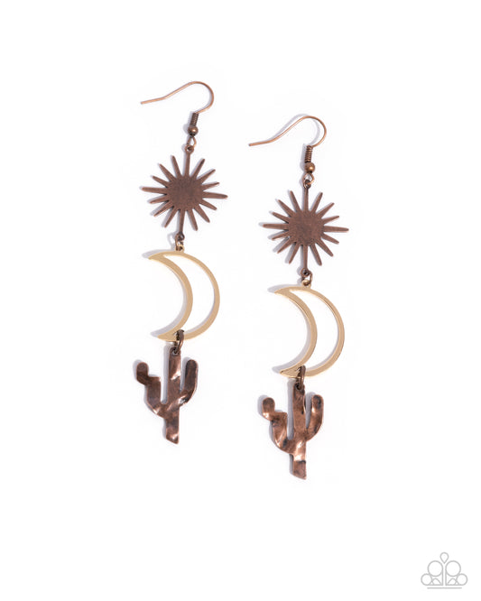 Paparazzi - Wishfully Western - Copper Earrings  #2423