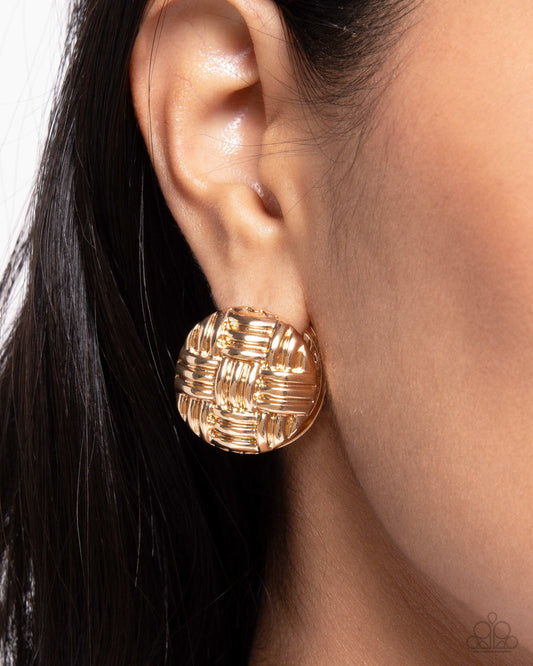 Paparazzi - Woven Wisdom - Gold Earrings  #2424