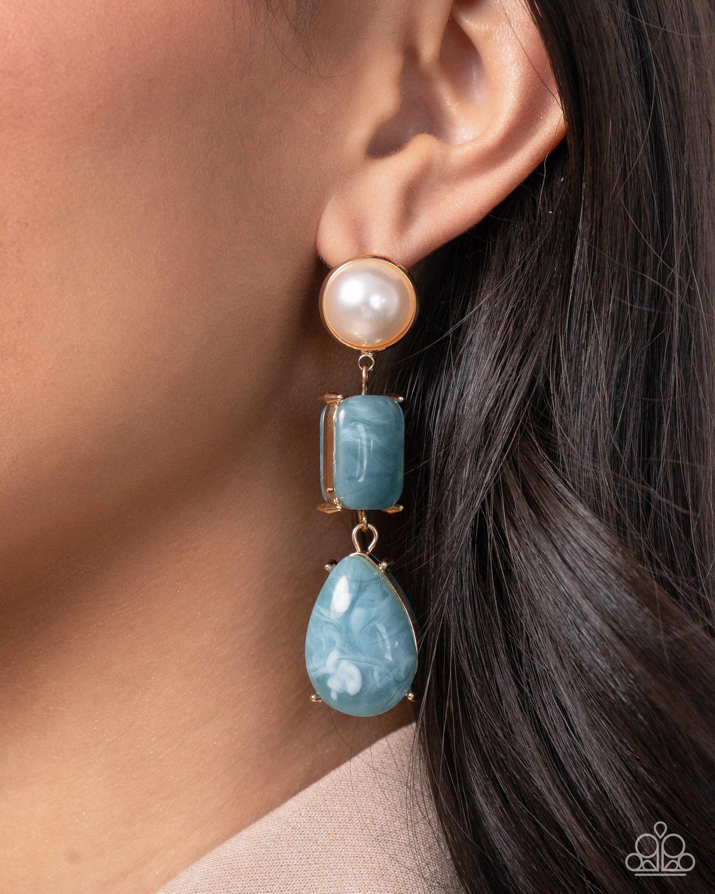 Paparazzi - Marbled Masterpiece - Blue Earrings  #2290